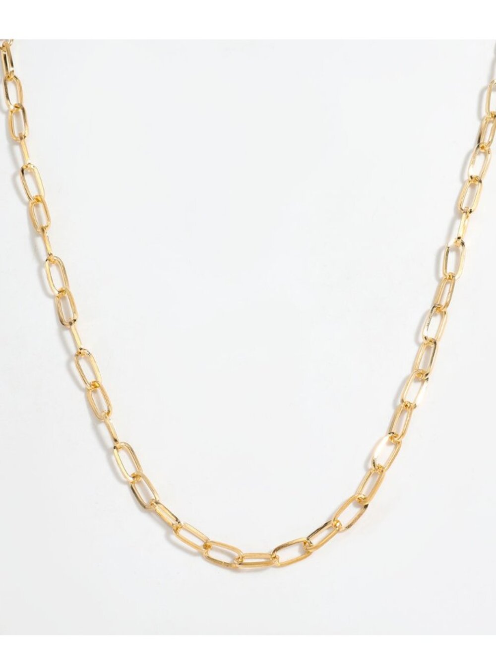 Gold Paperclip Style Modern Simple Casual 17" Long Fashion Necklace
